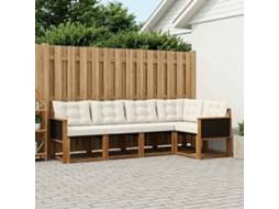 Vidaxl Conjunto De Sofás Para Exterior 5 Pcs Natural E Creme