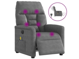 Vidaxl Poltrona Massagens Reclinável Elétrica Microfibra Cinza-escuro