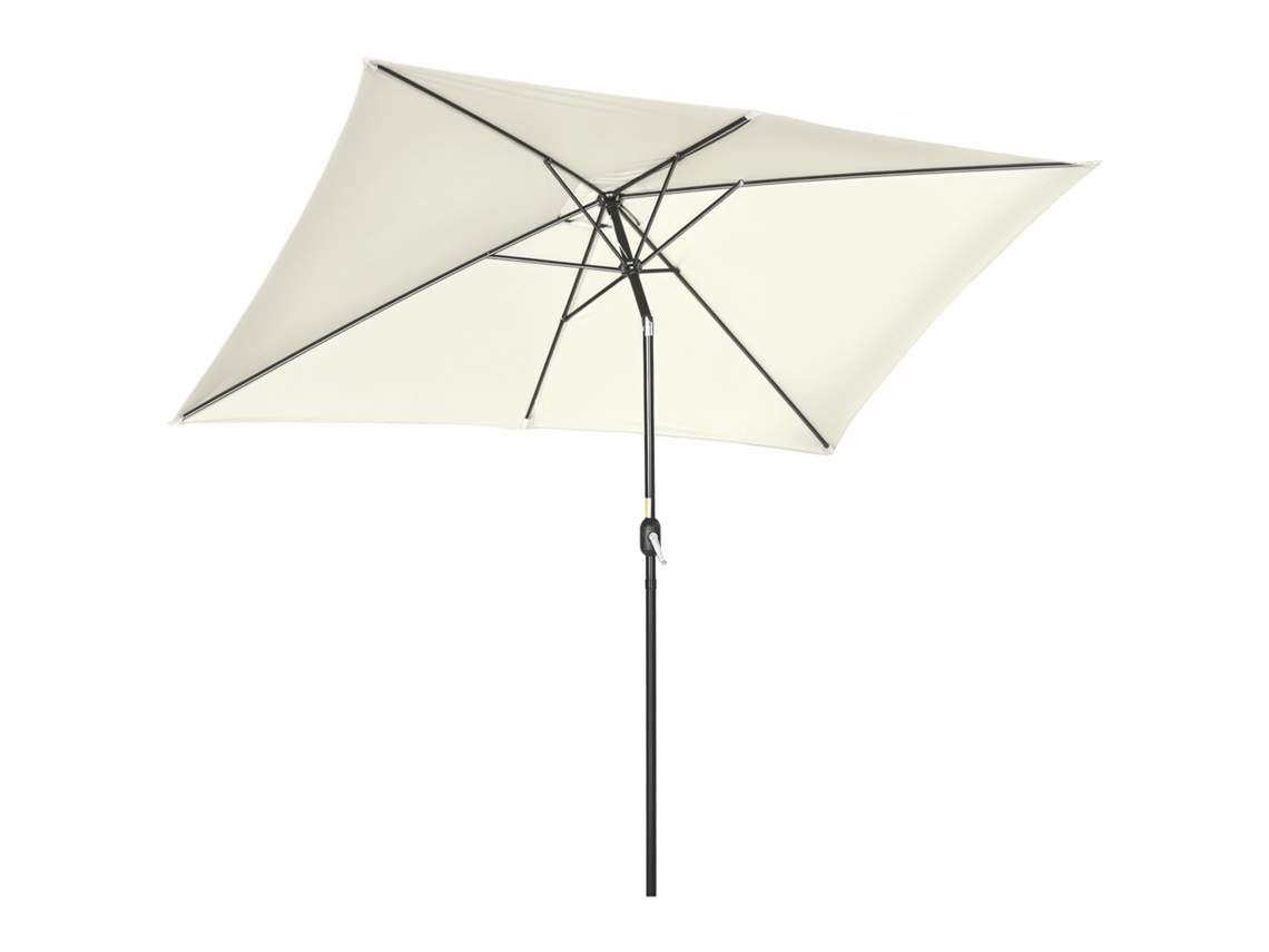 Guarda sol Retangular 2x3 M, alumínio e poliéster, com Ângulo Ajustável, branco, creme e preto | S/MARCA