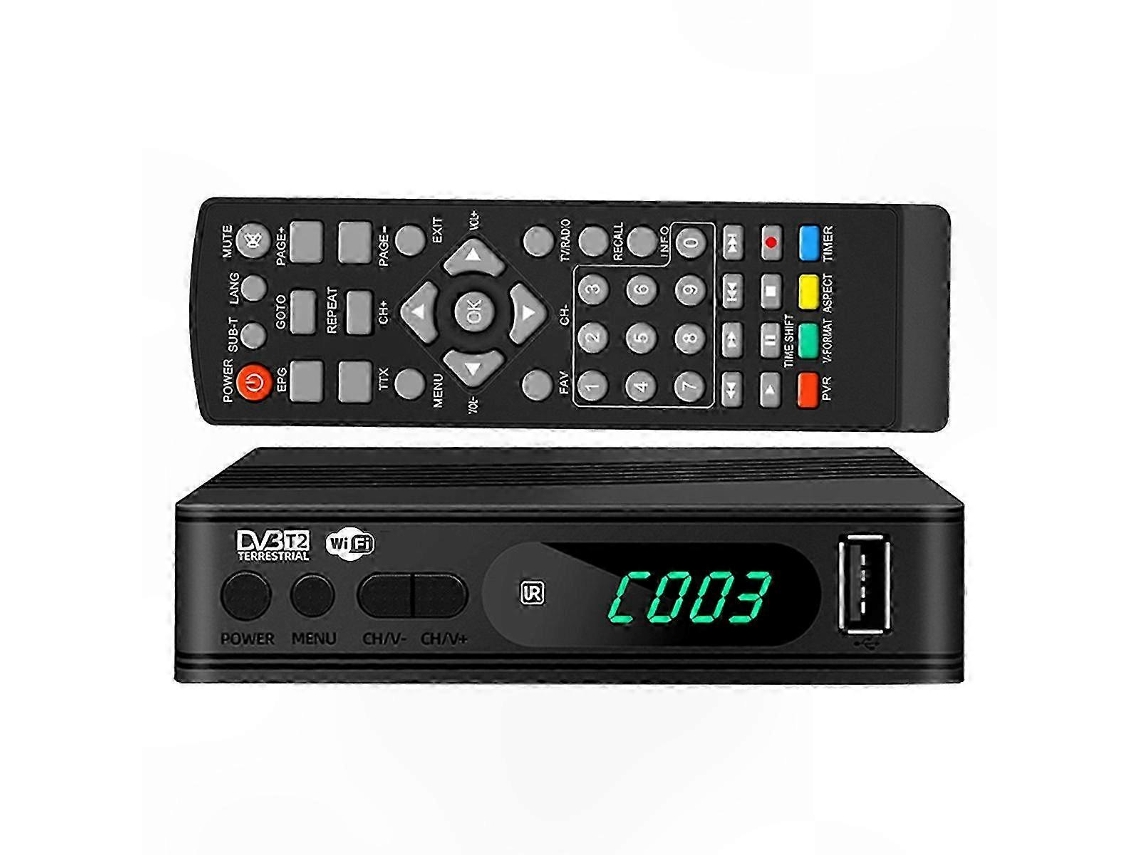 Receptor De Tv Digital Com Sintonizador Dvb-t2 Para Canais Terrestres E Satélite, Compatível Com Tomada Ue