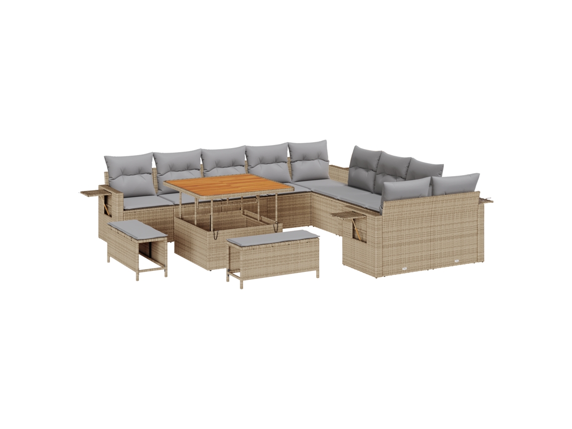 Conjunto 13 Conjunto De Sofá De Jardim Vidaxl Bege Vime Pe (100 X 100 X 71 Cm)