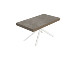 Mesa Extensível Niket Cinza Pomba 160/264x90 Cm Com Pés Brancos Itamoby