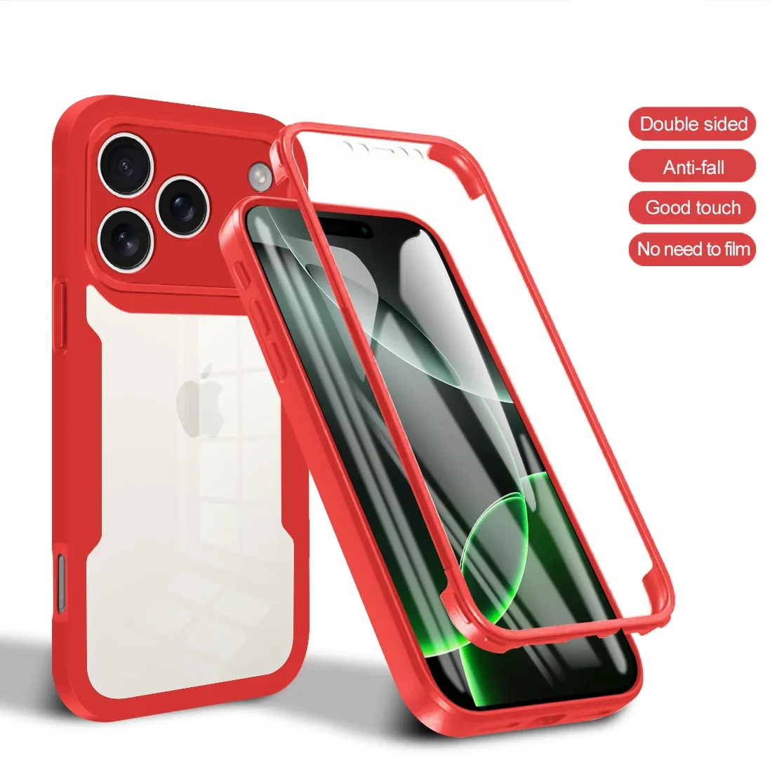 (vermelho, Iphone 16 Plus) Capa De Celular Ultrafina E Transparente De Luxo, Com Proteção Total De 360° Contra Quedas.