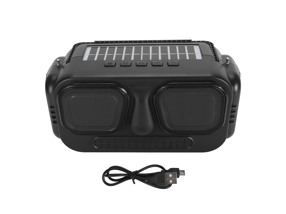 Altifalante Bluetooth Solar Multifuncional Fm Rádio Cartão De Memória Usb Aux Rgb Sem Fio Para Interior E Exterior