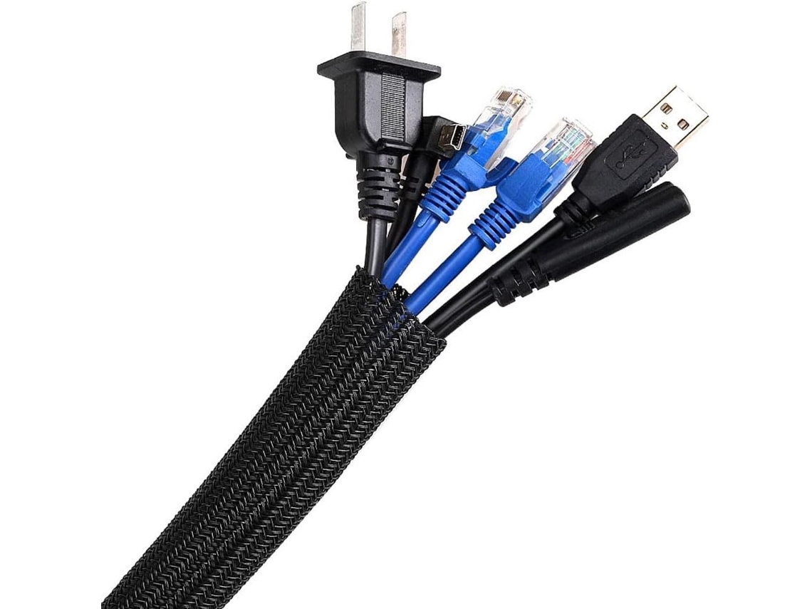 Manga Protetora para cabos, 2 m, preto, para TV, PC, home theater, carro AQUAFORGE