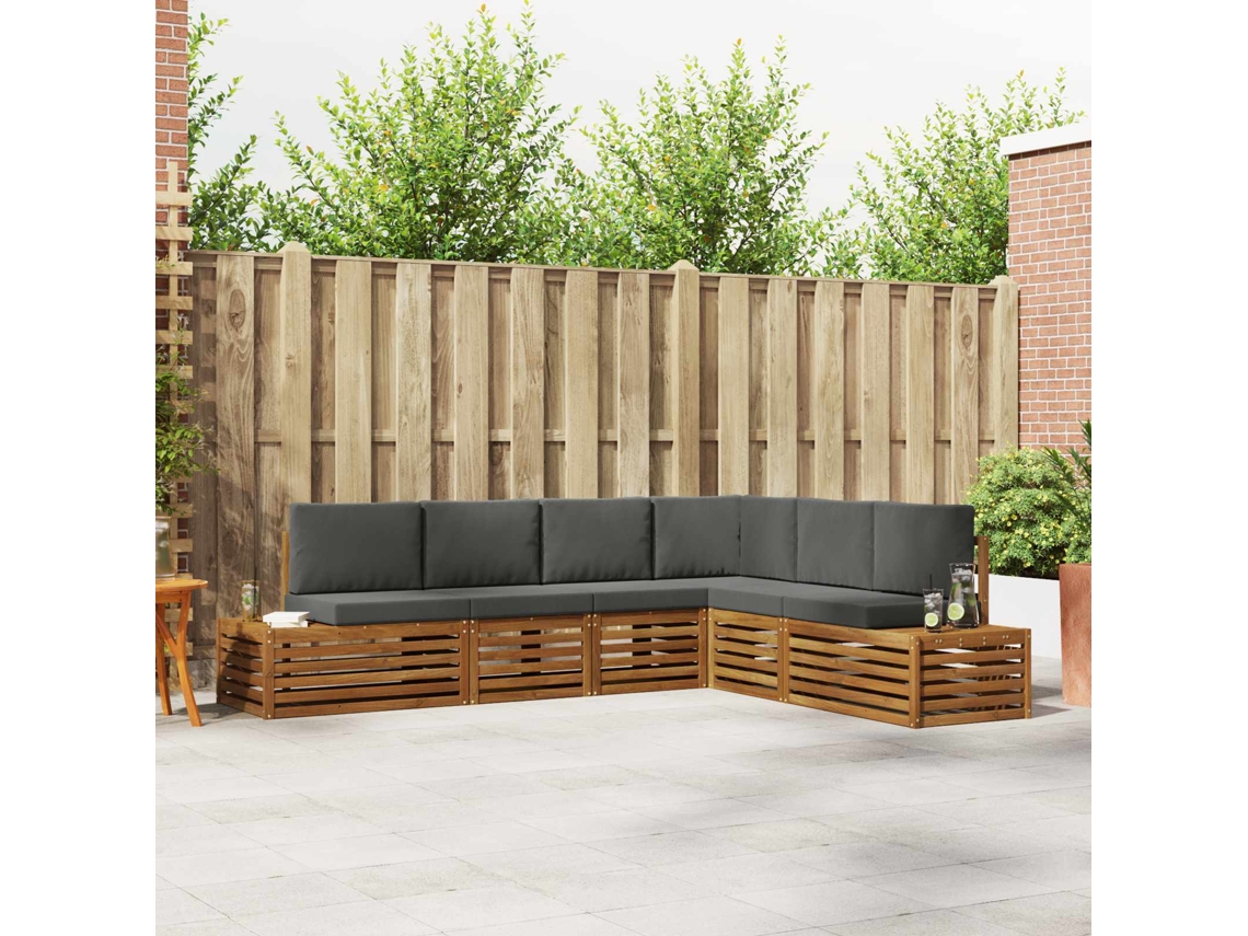 Vidaxl Conjunto De Sofás Para Exterior Natural E Antracite