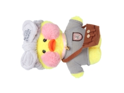 Primerox pato Amarelo de Pelúcia 30cm com Roupa, Bolsa, Óculos e Tiara Brinquedo Macio