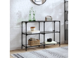 Vidaxl Mesa Consola Com Tampo Em Vidro Transparente 118,5x30x81 Cm Aço