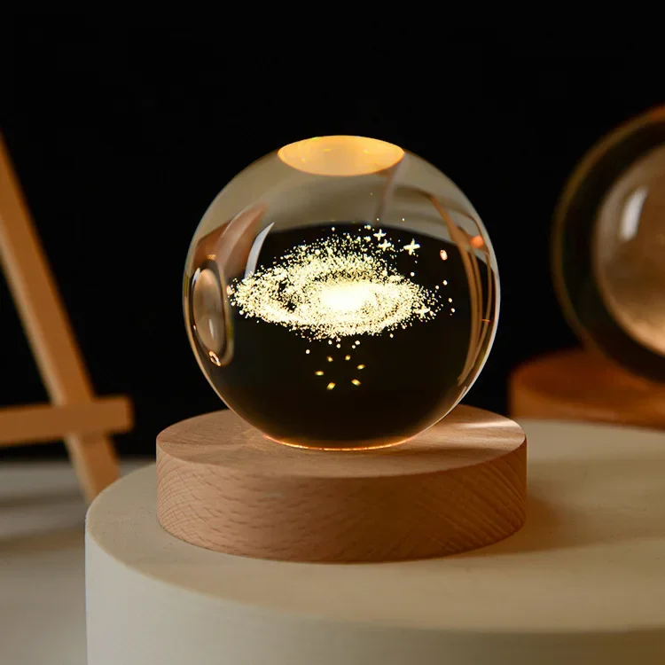 Bola de Cristal 3d de 6 Cm, Gravada a Laser, Decoração para Mesa de Casa MDUG