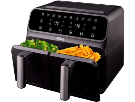 Fritadeira LA MOUSTACHE DUAL MAX Double Air Fryer 8 litros, 1700W, EBOOK GRÁTIS, 2 cestos independentes, temporizador de 60 minutos