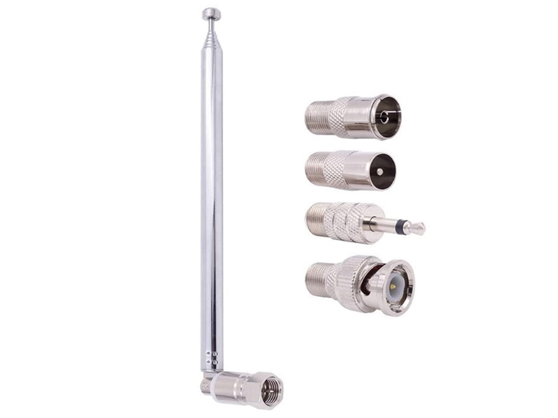 Conjunto De 5 Antenas Telescópicas 75 Ohms Para Rádio Com Conector Macho Tipo F