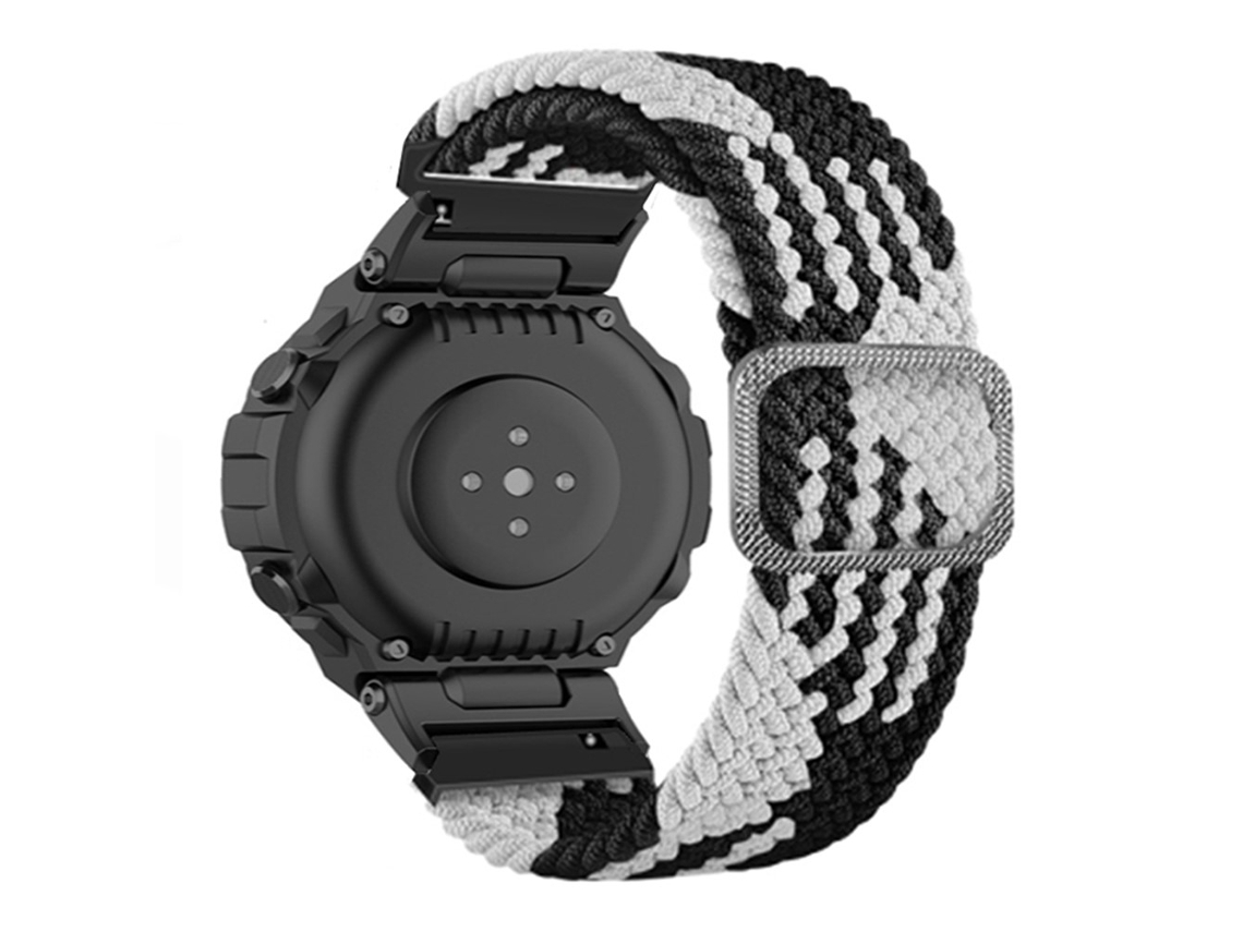 Bracelete de Nylon Flexível com Fivela Ajustável para Huami Amazfit T-Rex/T-Rex Pro/Ares Preto/Branco