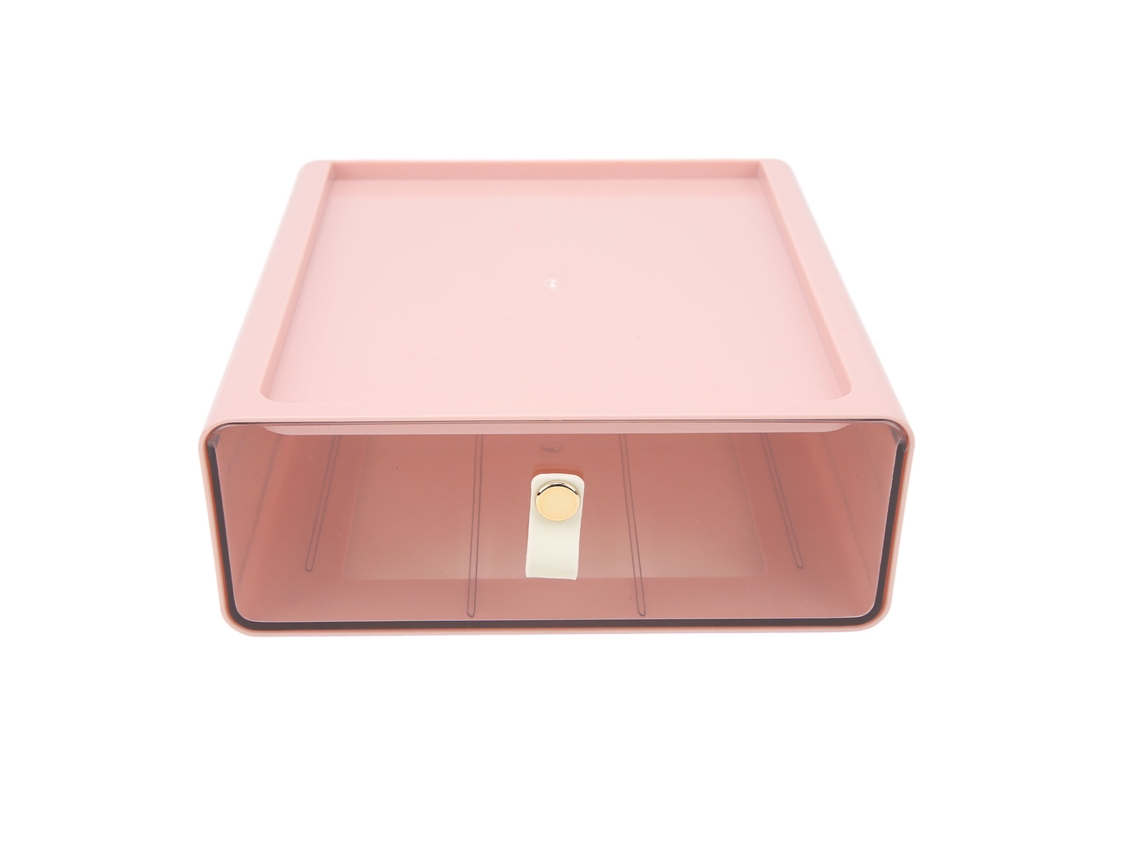 Caixa de armazenamento rosa com gaveta S/MARCA