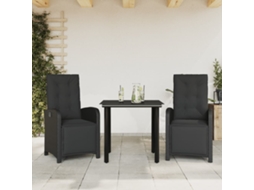3 Pcs Conjunto De Bistrô Com Almofadões De Vime Pe Preto Wsd897653 Adorável Casa