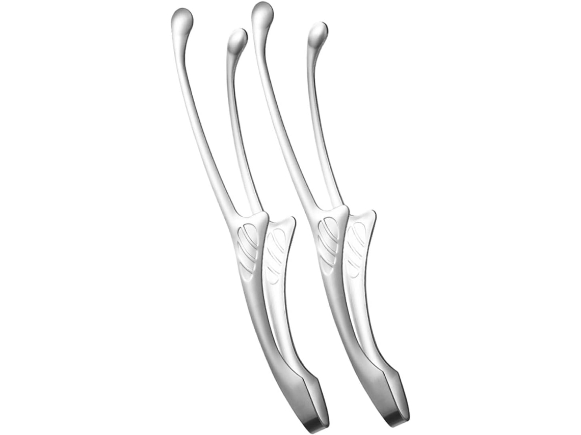 Pinça Para Alimentos Em Aço Inoxidável De 2 Peças, Resistente Ao Calor, Ideal Para Churrasco, Espetos E Servir