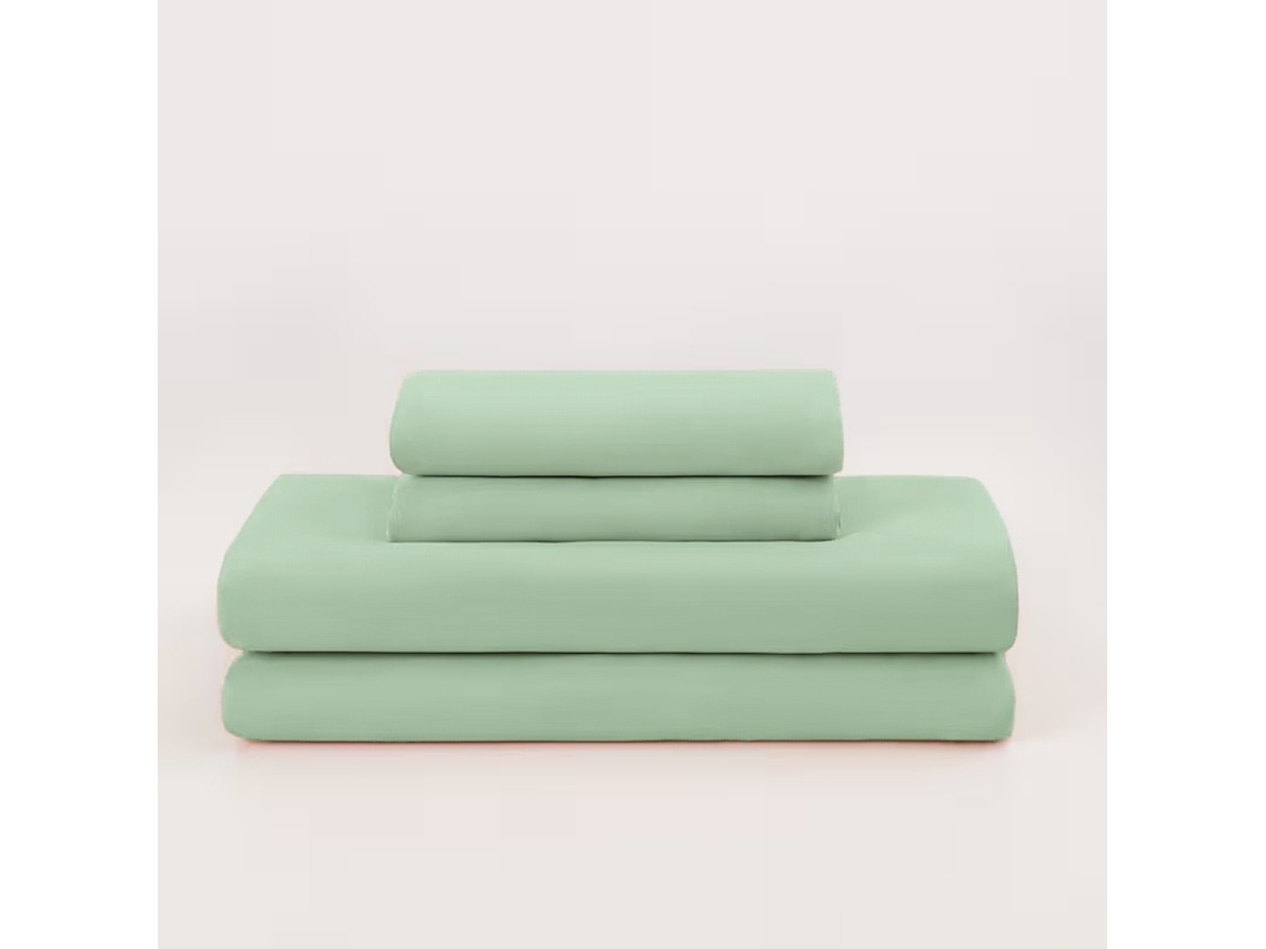 Conjunto Lençóis 4 Peças Lençol De Baixo 160x200*26cm Lençol De Cima 228x259cm 2 Fronhas 75x50cm Poliéster Verde Hexinyigjly