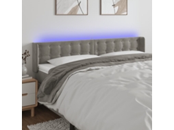 Cabecero de Terciopelo con Luces LED 203x16x78/88 cm Gris Claro