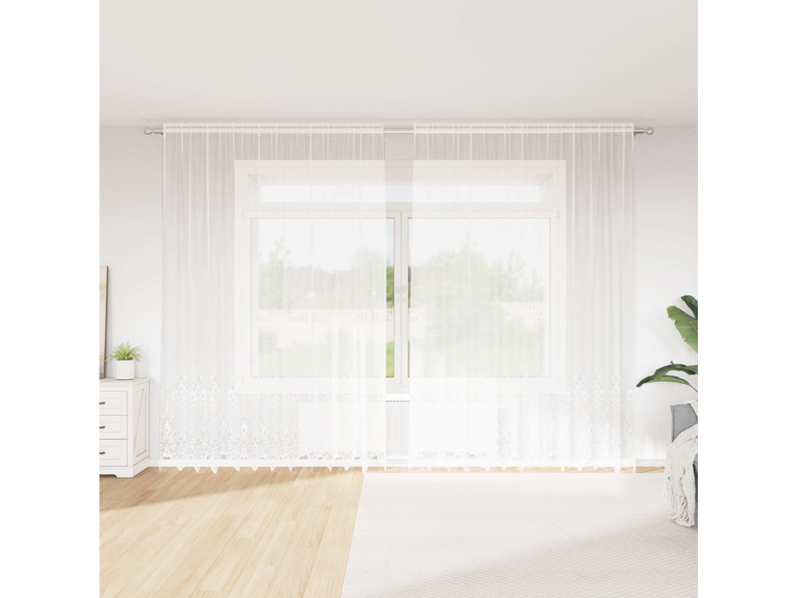 Vidaxl Cortina De Renda Branco 260 X 300 Cm Poliéster