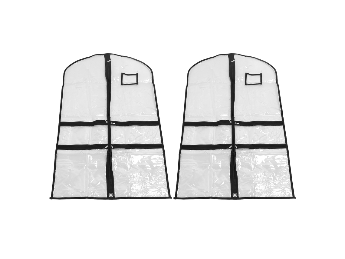 2 Bolsas De Roupa Suspensa Transparentes Impermeáveis Com 4 Bolsos E Bolsinho Para Cartão De Nome, Capas Antipoluição Para Roupa