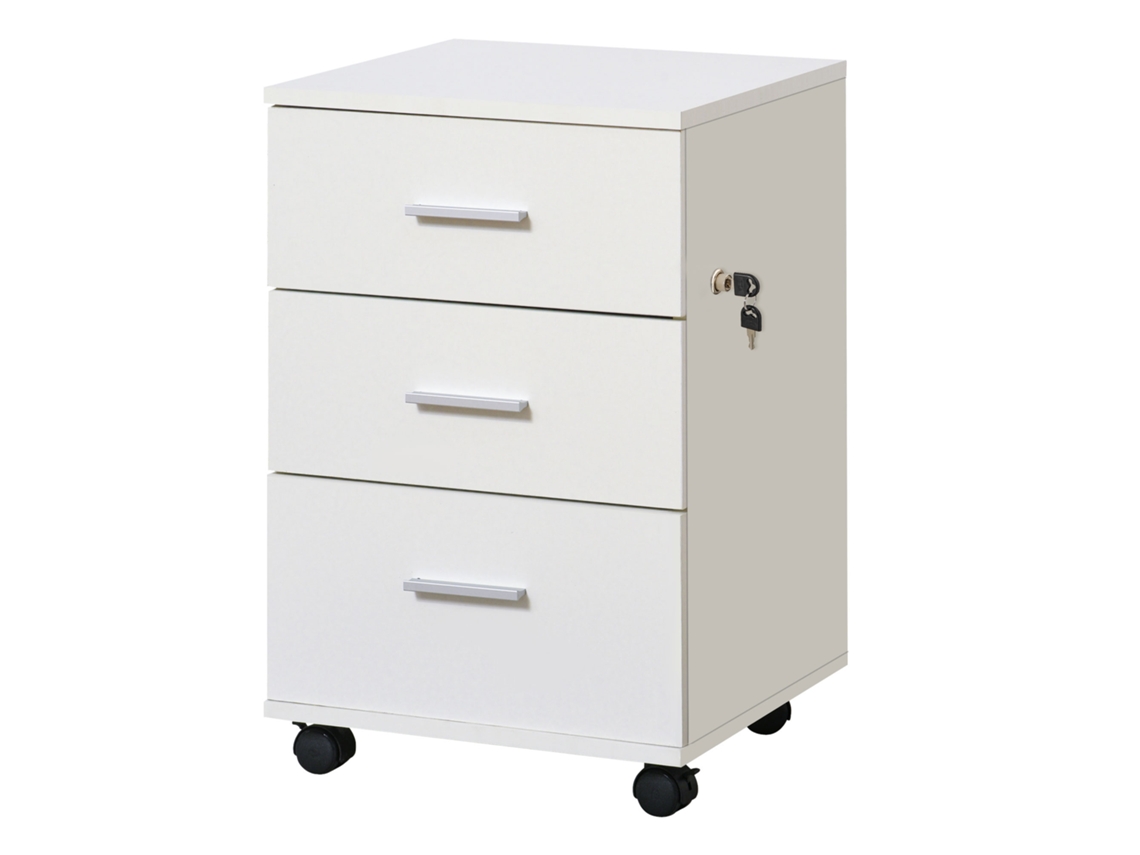 Bloco de Gavetas para Escritório com 3 Gavetas e Fechadura S/MARCA (40x40x61.5 cm) branco