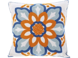 Capa de Almofada Quadrada Decorativa em Algodão com Bordado Floral, Ideal para Sofá, Cama e CHABERLU