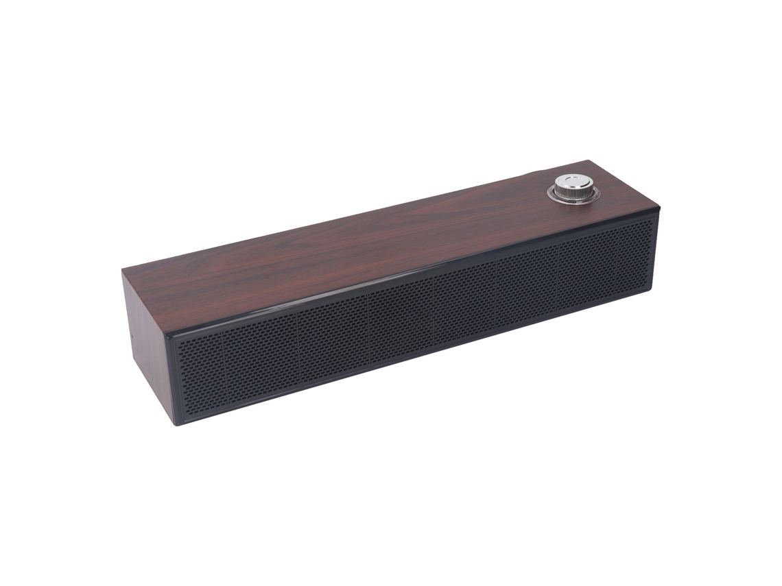 Caixas De Som De Madeira Para Computador, Soundbar Com Som Estéreo Hi Fi, Cor Marrom Luz Dourada
