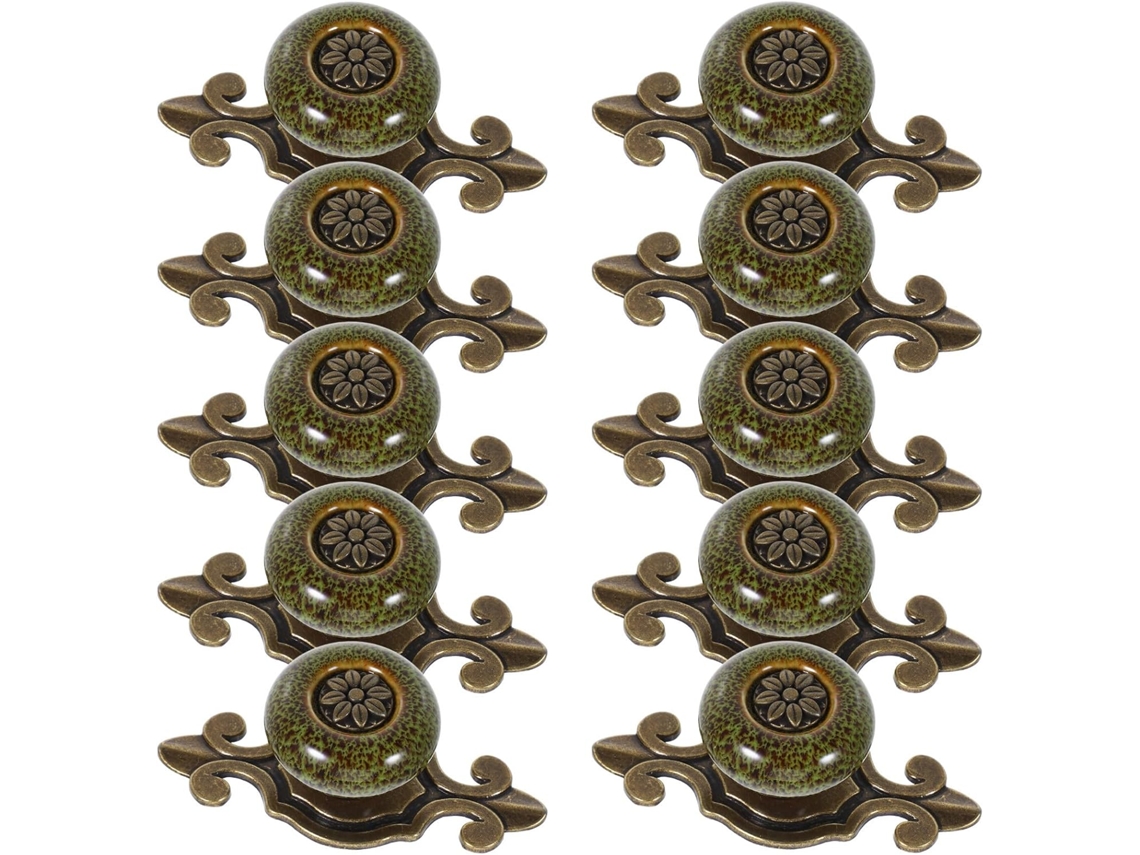 Fuoyloo Conjunto De 10-puxadores Gaveta Em Cristal Com Estampa Leopardo Verde, Estilo Rústico, Para Armários, Com