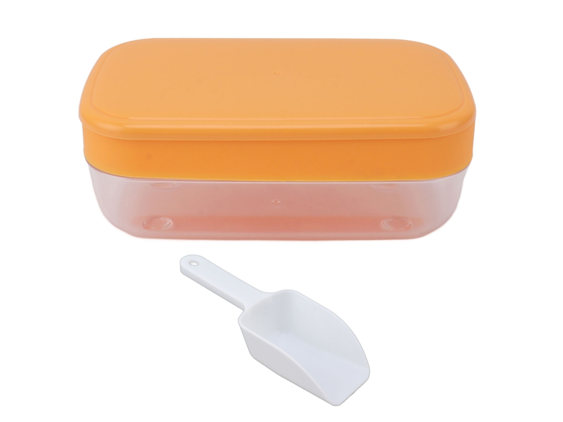 Forma De Gelo Reutilizável E Flexível, Bandeja Redonda De Fácil Remoção Com Tampa, Recipiente Multicamadas Laranja