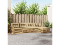 Vidaxl Conjunto De Sofás Para Exterior 5 Unid. Branco E Bege Poliéster