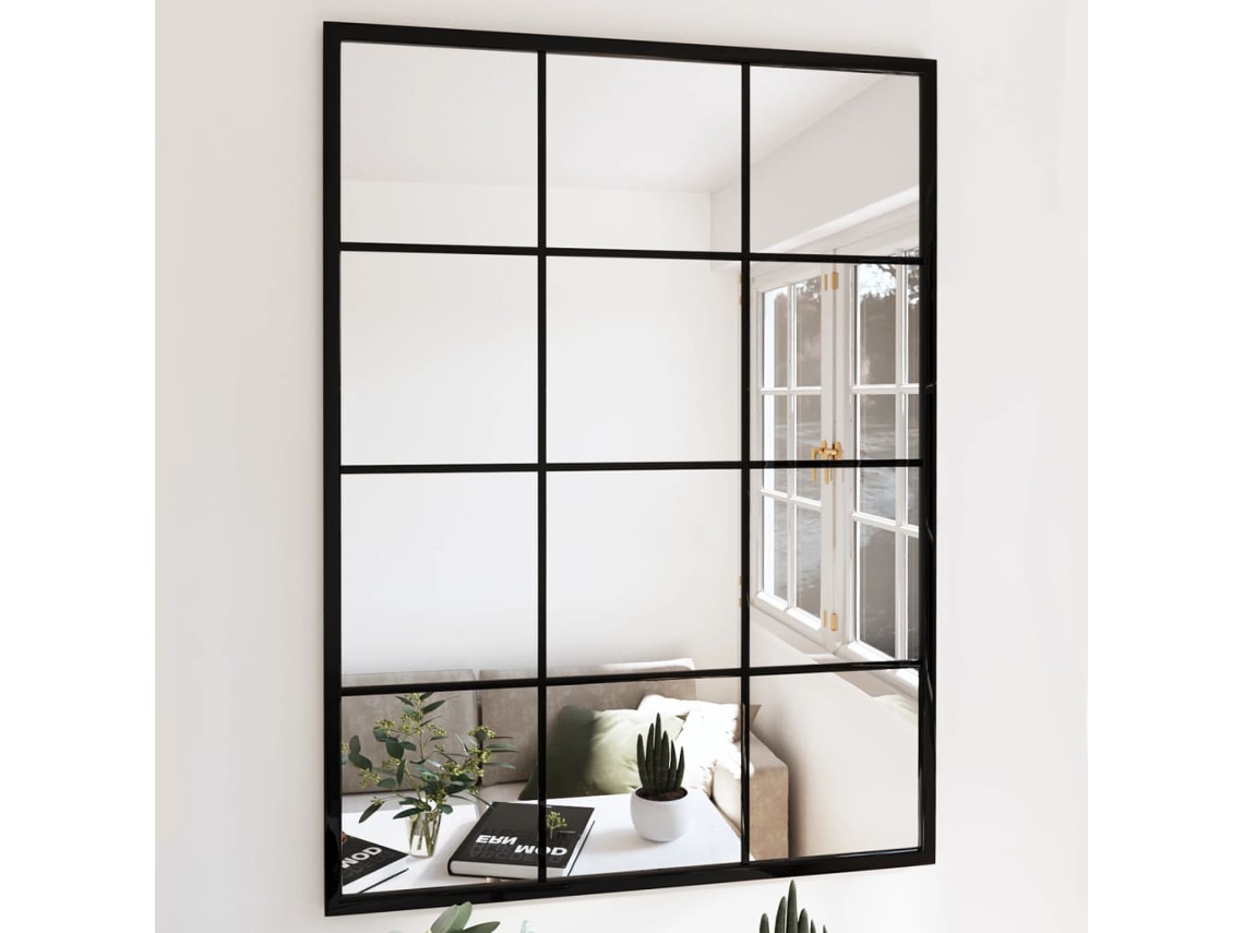 Vidaxl Espelho De Parede 80x60 Cm Metal Preto