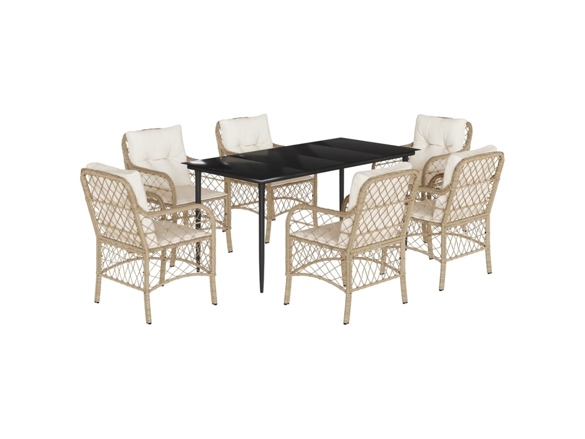 Garden Dining Set, Garden Dining Sets Vidaxl Bege Rattan / Vime (mesa Com 160 Cm De Comprimento)