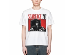 Rockinstone Scarface Movie Red Background White Adult T-shirt Size:l