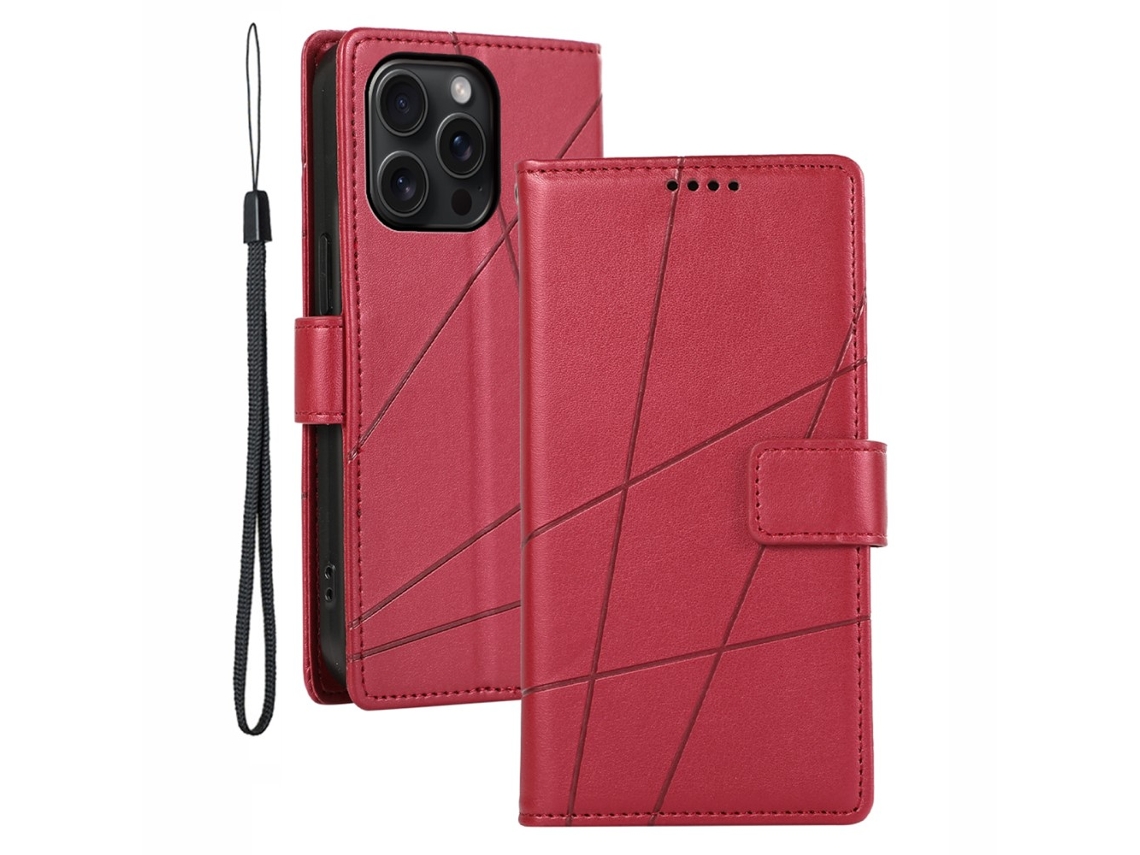Capa Para Iphone 15 Pro Pele Sintética Vermelho
