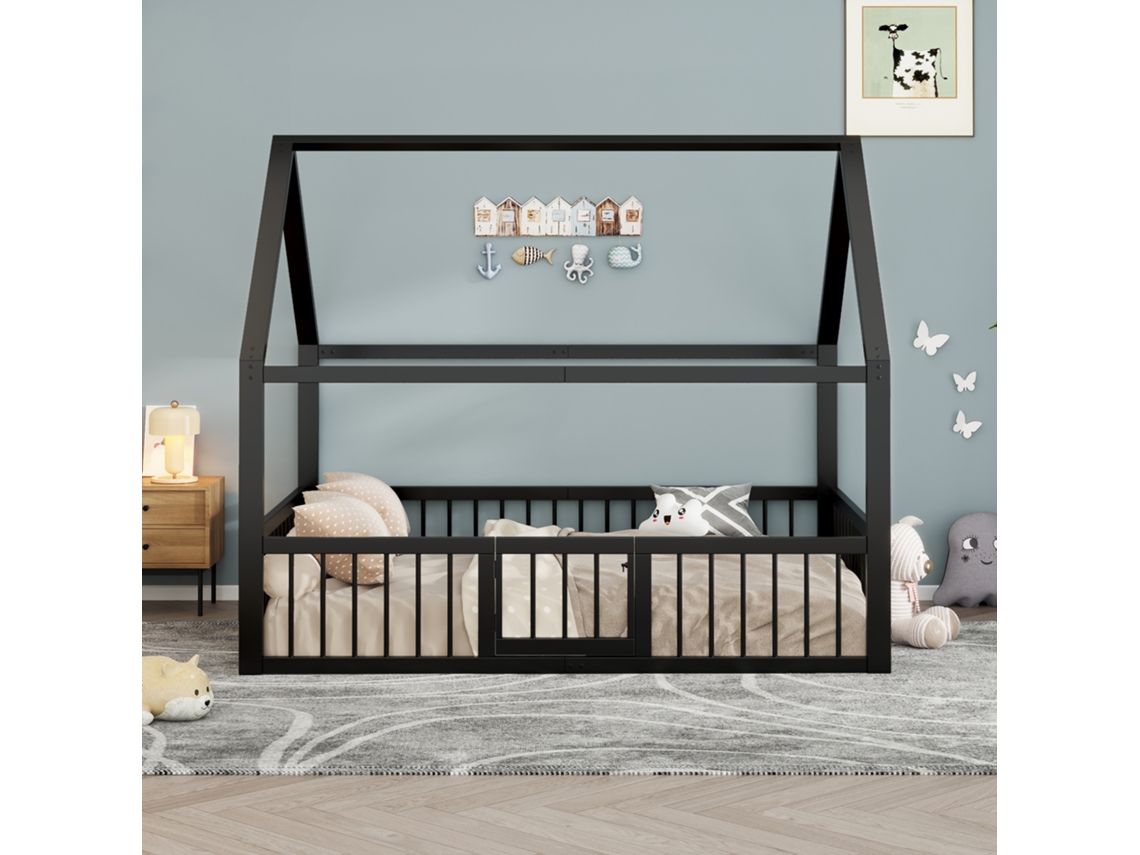 Cama Plana Metal 140x200 Grade Preta