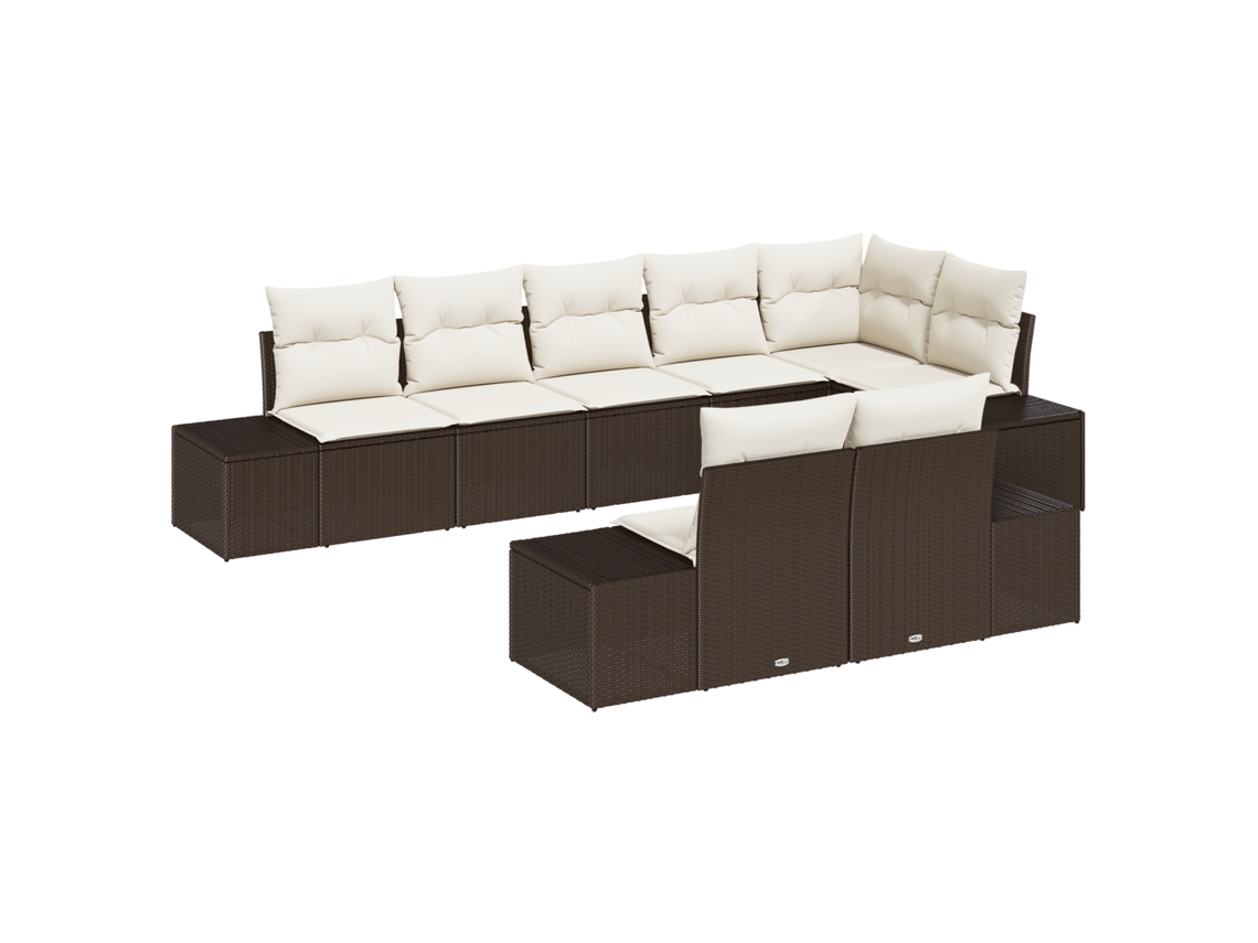 Conjunto 8 Conjunto De Jardim Vidaxl Castanho Vime Pe (184 X 62 X 85 Cm)