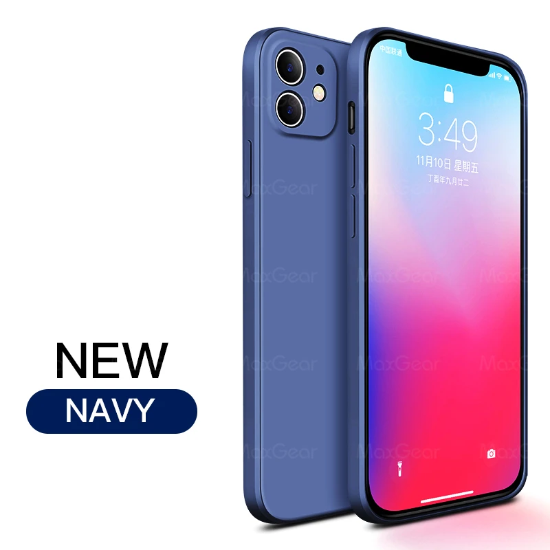 Capa Quadrada De Silicone Líquido (azul Para Iphone 8)