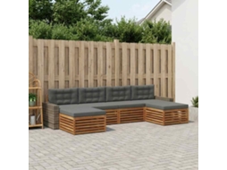 Vidaxl Conjuntos De Sofás Com Almofada 6 Pcs Madeira Sólida De Acácia