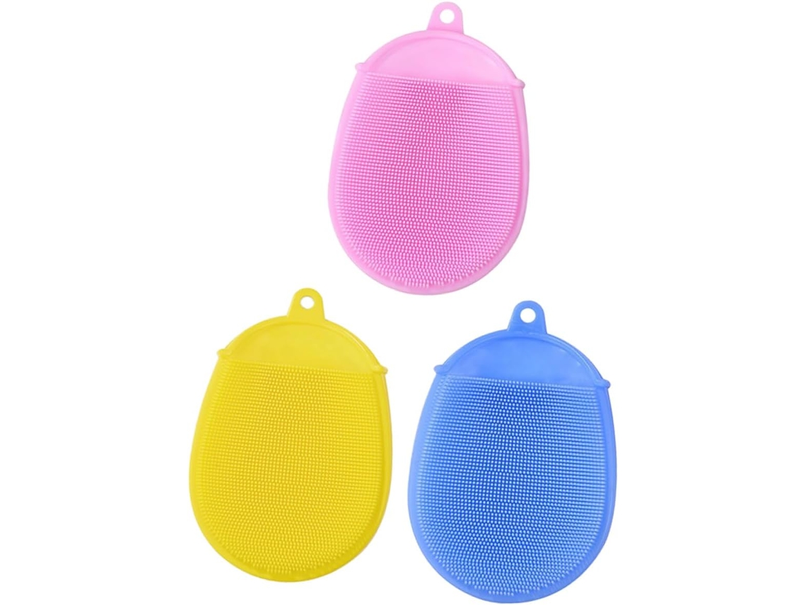 Conjunto De 3 Escovas Silicone Para Banho, Para Meninos E Meninas, Acessórios De Massagem Para Limpeza Suave, Diversas