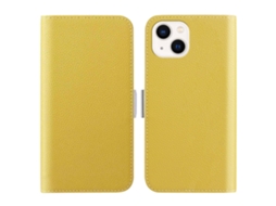 Capa Textura Lichia Para Iphone 15 Pele Sintética Amarelo