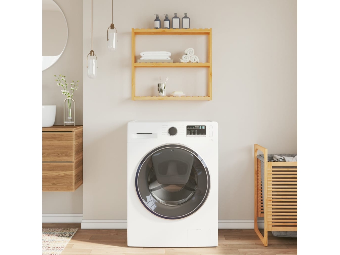 Vidaxl Unidade De 3 Prateleiras De Parede P/ Wc 60x15x54 Cm Bambu