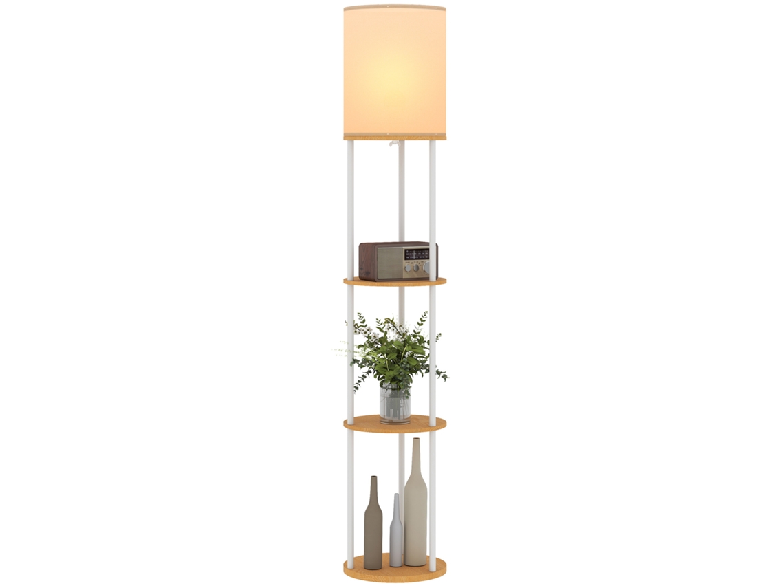 Candeeiro de Pé Mdf, Metal e Tecido Cor Madeira Ø29x158 cm Homcom