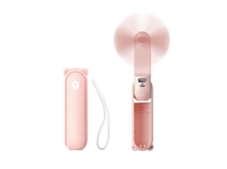 Mini Ventilador 3 Em 1 Usb 12-19h Power Bank Lanterna (rosa)