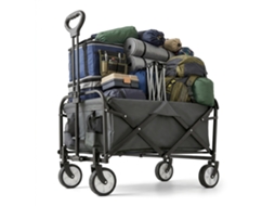 Carrinho Dobrável Relaxdays, 100 Kg, Alça Telescópica, Tecido Oxford, Para Compras, Campismo E Praia, Cinzento