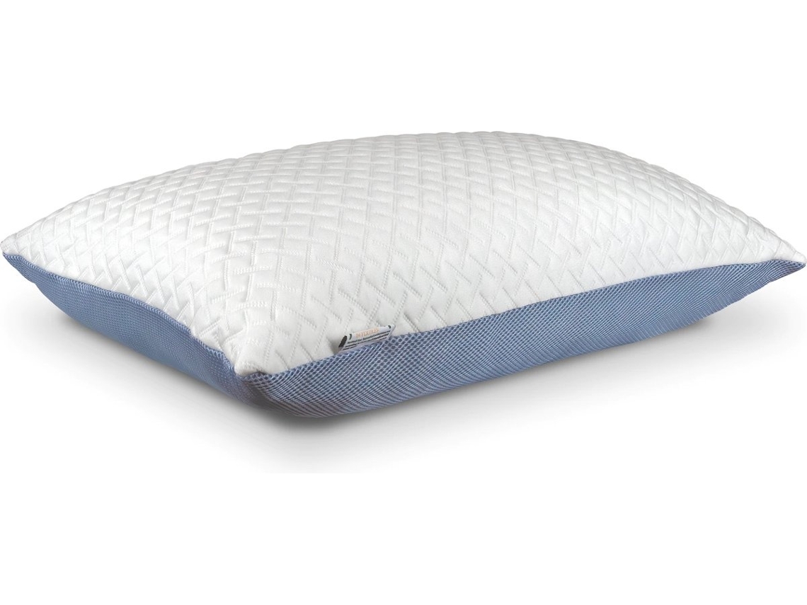Lurelia Travesseiro, Espuma Viscoelástica, Capa Lavável, Para Dormir De Costas, 50 X 60cm, Branco / Azul