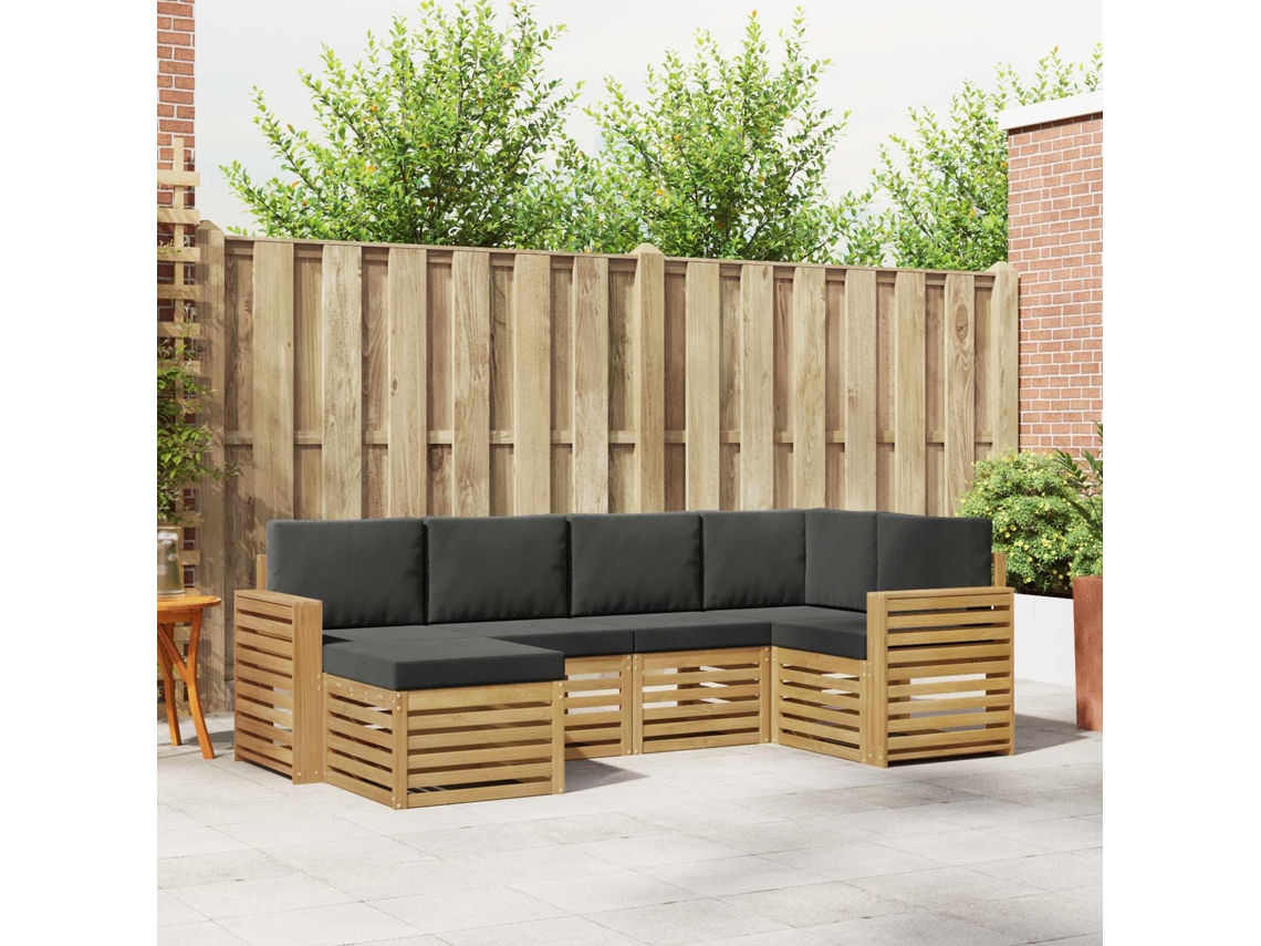 Vidaxl Conjunto De Sofás Para Exterior 6 Unid. Branco E Antracite