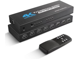 Switch Hdmi Inf 7x1 Com 4k60hz E Controle Remoto Ir, Para Ps5, Ps4, Xbox E Dvd Player. Brilvibera