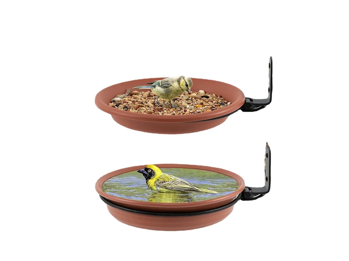 2 comedouros para pássaros, comedouro e bebedouro para pássaros para uso externo, recipiente para água Brilvibera (marrom)
