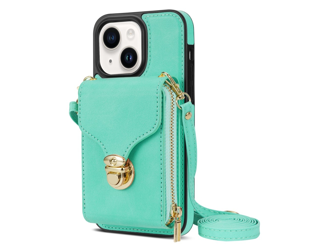 Suporte Casa Inch Menta Para Iphone 13 Mini Pele Sintética Com Porta-cartões Bege