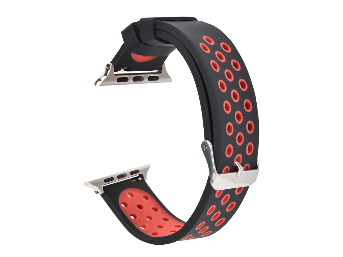 Aetheria pulseira de Silicone Durável para Relógio, Substituição Ajustável, Design com Orifícios de Ventilação (preto + Vermelho)