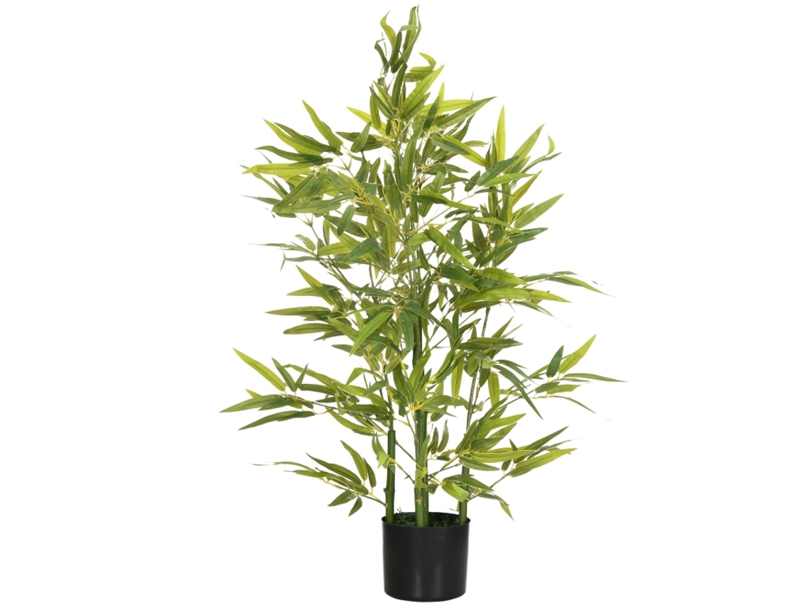 Planta Artificial Bambu Grande 90cm Plástico Com Vaso Sala Quarto Jardim